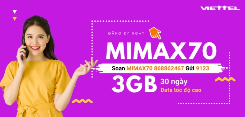 Gói MIMAX70 của Viettel 1 tháng 70K 