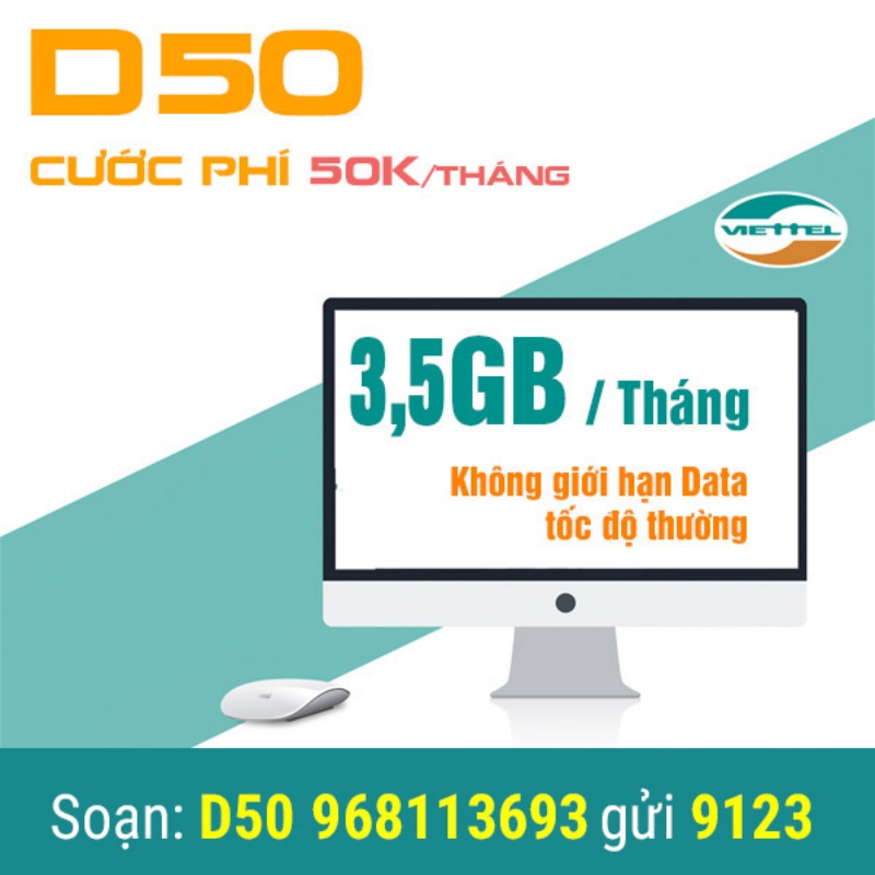 Hướng dẫn đăng ký 4G Viettel 50K 1 tháng áp dụng cho sim Dcom 3G/4G Viettel