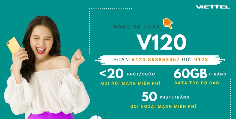 Cú pháp đăng ký gói V120 của Viettel thông qua tổng đài 9123