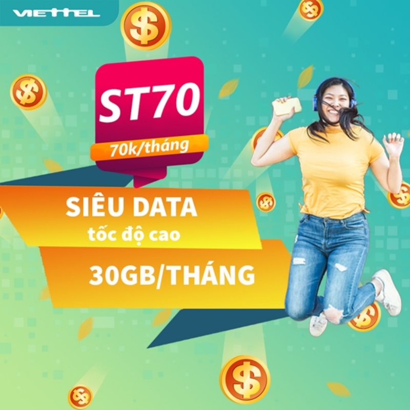 ST70 là một trong những gói cước data rất được yêu thích được triển khai bởi nhà mạng Viettel