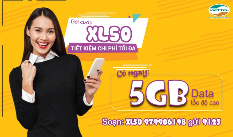 Gói cước 4G Viettel 50K 1 tháng miễn phí 5Gb data